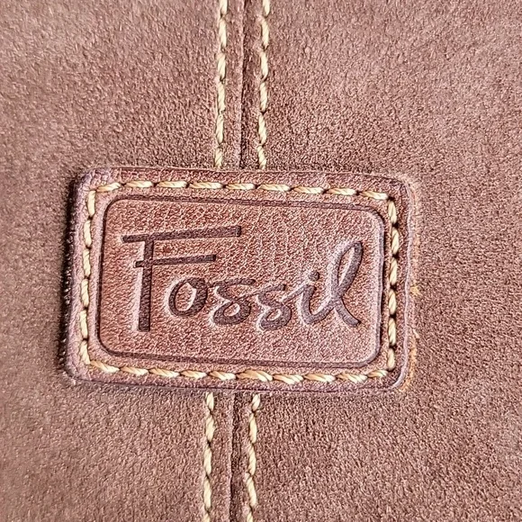 Fossil Brown Suede Leather Crossbody Bag - Picture 5 of 8